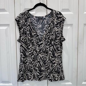 BCBG Monochrome Abstract Blouse